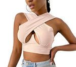 Women Cross Tank Tops Sexy Sleeveless Solid Color Tops Streetwear Summer Lady Tops