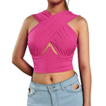 Women Cross Tank Tops Sexy Sleeveless Solid Color Tops Streetwear Summer Lady Tops