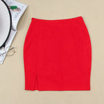 New Fashion Women Office Formal Pencil Skirt Spring Summer Elegant Slim Front Slit Midi Black/Red