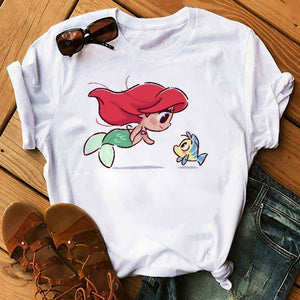 Disney Cartoon T Shirt Women Disney Princess Graphic Tees Cute Anime  Tshirt Female