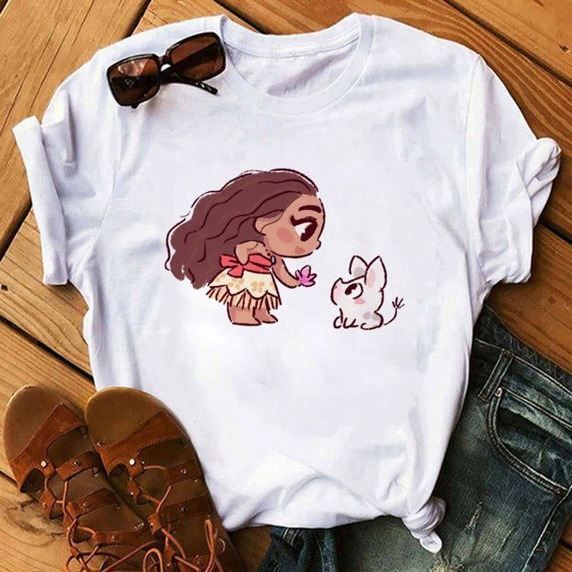 Disney Cartoon T Shirt Women Disney Princess Graphic Tees Cute Anime  Tshirt Female