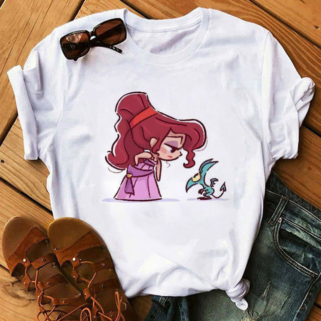 Disney Cartoon T Shirt Women Disney Princess Graphic Tees Cute Anime  Tshirt Female