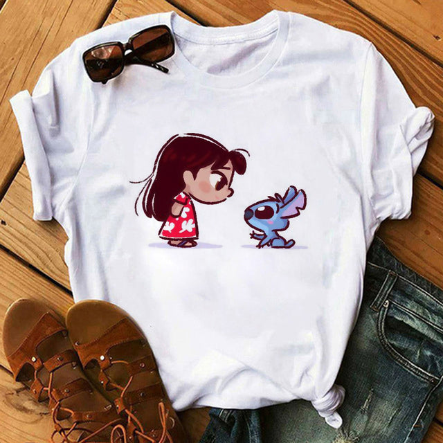 Disney Cartoon T Shirt Women Disney Princess Graphic Tees Cute Anime  Tshirt Female