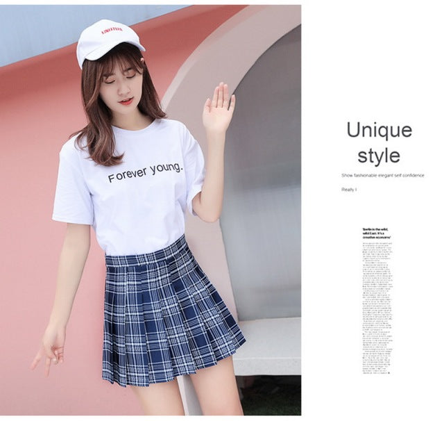 Summer Women Skirts Cute Style Plaid Skirts for Girls High Waist School Pleated Mini Skirts Women