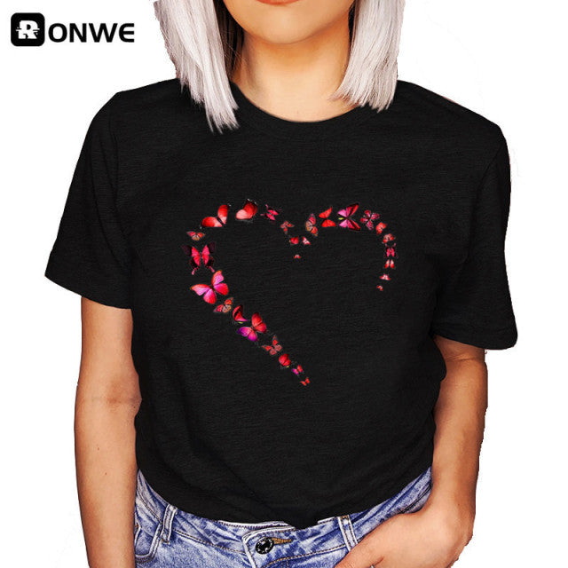 Summer Leopard Heartbeat Short Sleeve Print Clothing Women T-Shirt Clothing Women Top