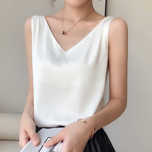 Strap Top Women Halter V Neck Basic White Cami Sleeveless Tank Tops Women Camisole