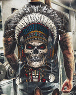 Fashion Summer Horror Skull 3D Print Men T-Shirt O-Neck Short Sleeve T Shirt Men Clothing