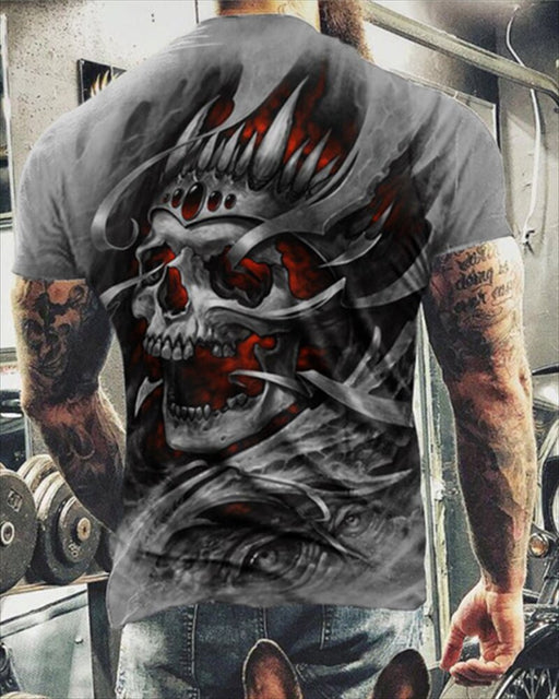 Fashion Summer Horror Skull 3D Print Men T-Shirt O-Neck Short Sleeve T Shirt Men Clothing