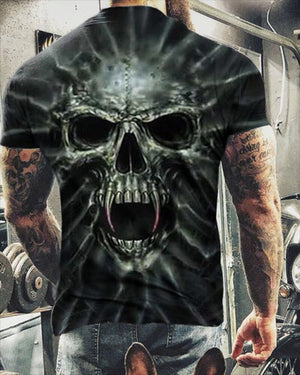 Fashion Summer Horror Skull 3D Print Men T-Shirt O-Neck Short Sleeve T Shirt Men Clothing