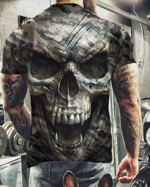 Fashion Summer Horror Skull 3D Print Men T-Shirt O-Neck Short Sleeve T Shirt Men Clothing