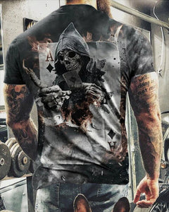 Fashion Summer Horror Skull 3D Print Men T-Shirt O-Neck Short Sleeve T Shirt Men Clothing