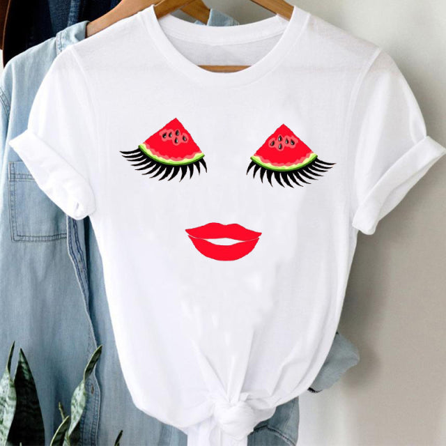 T-shirts Women Cartoon Wine Funny Fashion Clothing Spring Summer Clothes Tshirt