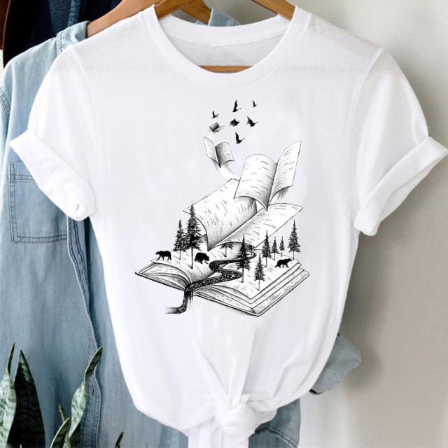 T-shirts Women Cartoon Wine Funny Fashion Clothing Spring Summer Clothes Tshirt