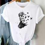 T-shirts Women Cartoon Wine Funny Fashion Clothing Spring Summer Clothes Tshirt