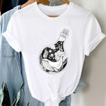 T-shirts Women Cartoon Wine Funny Fashion Clothing Spring Summer Clothes Tshirt