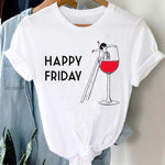 T-shirts Women Cartoon Wine Funny Fashion Clothing Spring Summer Clothes Tshirt