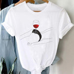 T-shirts Women Cartoon Wine Funny Fashion Clothing Spring Summer Clothes Tshirt