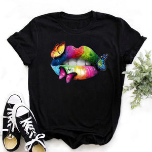 Woman Butterfly Tree Print Summer Tshirts Casual Round Neck Short Sleeve Top Tee Shirt Women