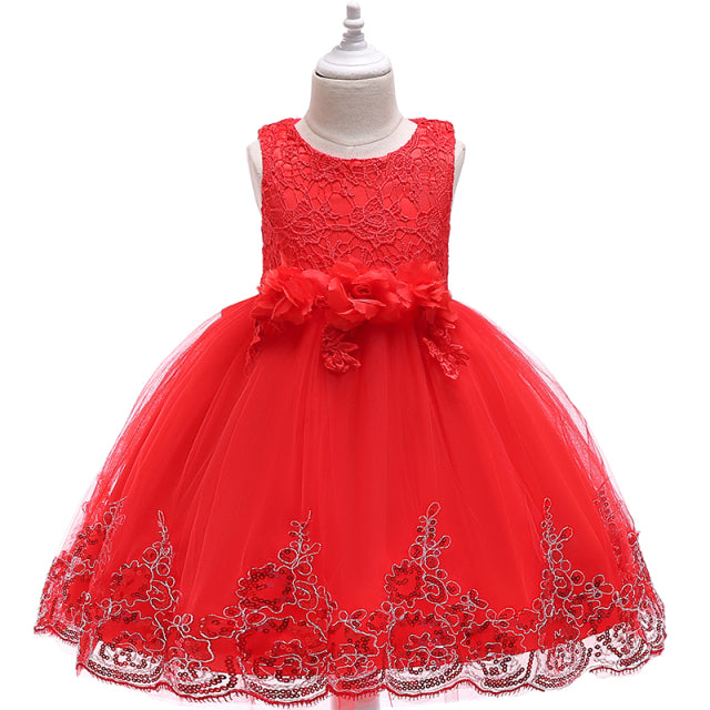 Girl Summer Lace Princess Dress Children Floral Gown Dresses For Girls