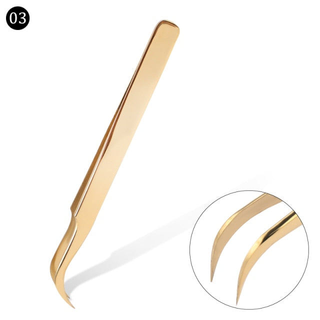 1 Pcs Eyelashes Tweezers Stainless High Precision Anti-static