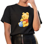 New Disney T-shirt Cute Winnie the Pooh Bear Graphic Female Clothing Casual Ladies Tshirt