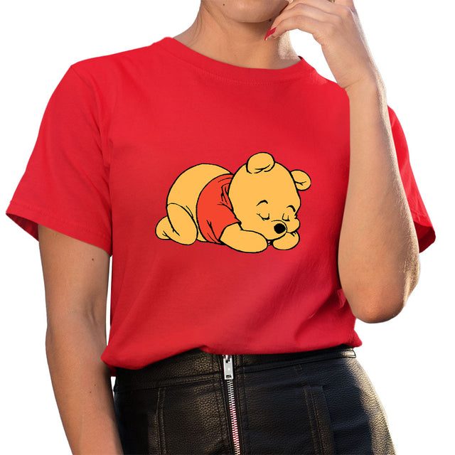 New Disney T-shirt Cute Winnie the Pooh Bear Graphic Female Clothing Casual Ladies Tshirt