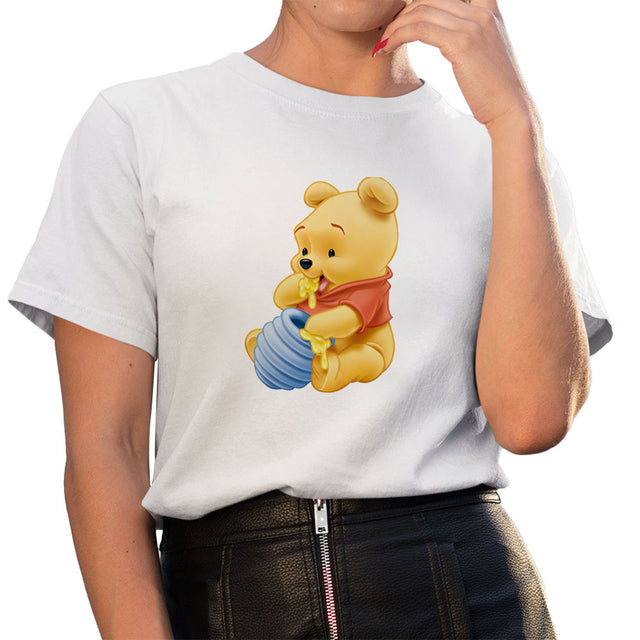 New Disney T-shirt Cute Winnie the Pooh Bear Graphic Female Clothing Casual Ladies Tshirt