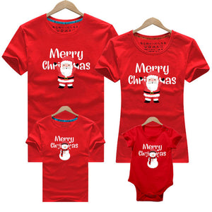 Christmas Deer Print T-shirt  Family Matching Christmas T shirt Mommy Daddy Baby Short Sleeve Red Shirt Clothes