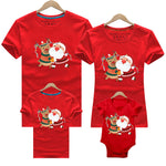 Christmas Deer Print T-shirt  Family Matching Christmas T shirt Mommy Daddy Baby Short Sleeve Red Shirt Clothes