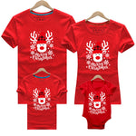 Christmas Deer Print T-shirt  Family Matching Christmas T shirt Mommy Daddy Baby Short Sleeve Red Shirt Clothes