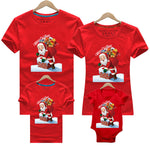 Christmas Deer Print T-shirt  Family Matching Christmas T shirt Mommy Daddy Baby Short Sleeve Red Shirt Clothes