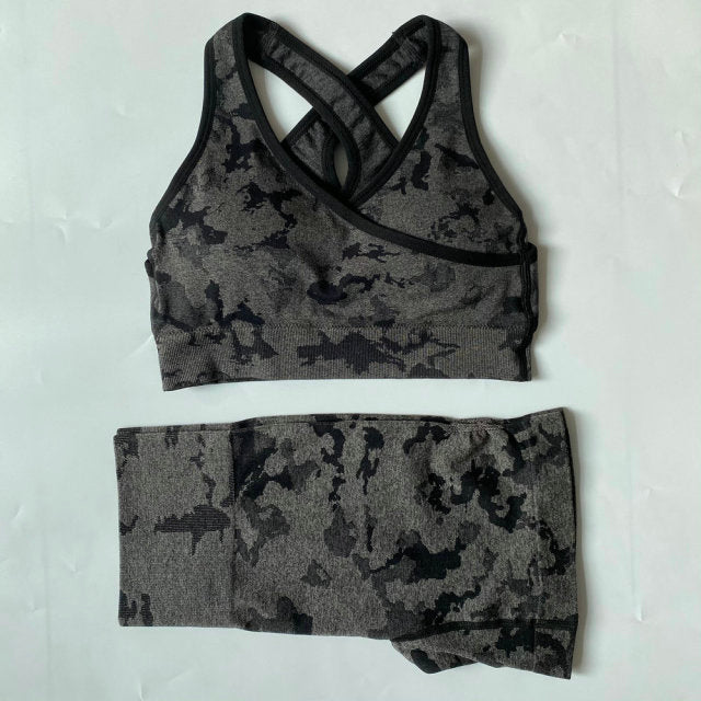 Adapt Camo Seamless Yoga Set For Women Workout Summer Clothes Sports Bra