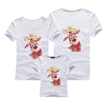 Christmas Deer Print T-shirt  Family Matching Christmas T shirt Mommy Daddy Baby Short Sleeve Red Shirt Clothes