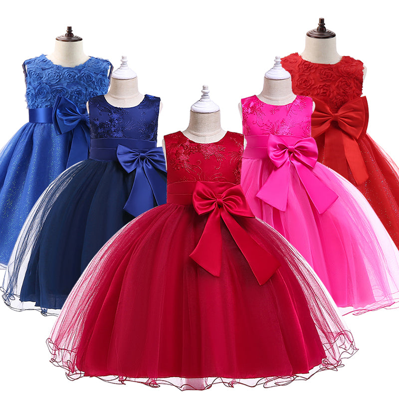 Girl Flower Princess Dress Children Summer Tutu Wedding Birthday Party Dresses