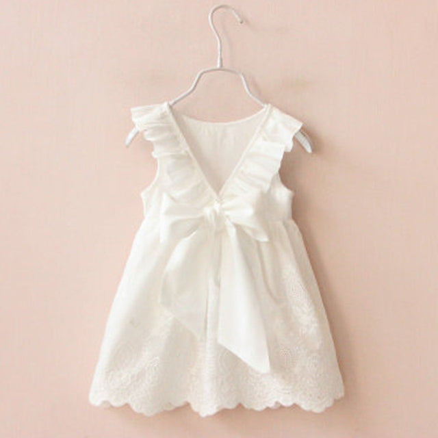 Summer Girls Dress Strap Hollow Embroidery Casual Sleeveless Party Princess Dress