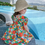 Summer Girls Dress Strap Hollow Embroidery Casual Sleeveless Party Princess Dress