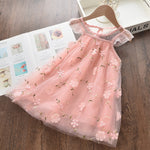 Summer Girls Dress Strap Hollow Embroidery Casual Sleeveless Party Princess Dress