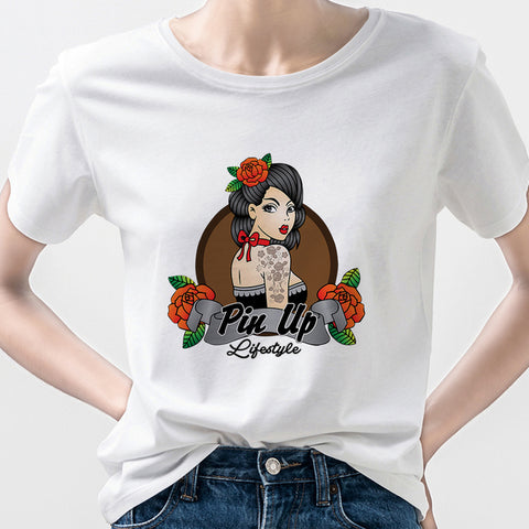 Aesthetic Soft Girl Y2K Accessories Pin Up Clothing Grunge Beauty Sexy Woman Tee Shirt