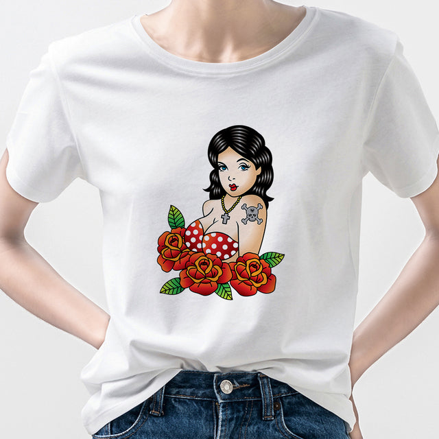 Aesthetic Soft Girl Y2K Accessories Pin Up Clothing Grunge Beauty Sexy Woman Tee Shirt