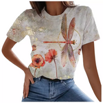 Sexy Fashion Ladies T-shirt New Summer Loose Women Floral Print