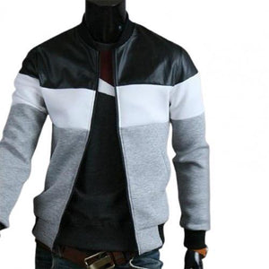 New Trend Fashion Men Jacket Leather Stand-up