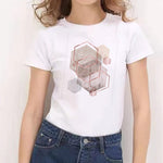 Summer Short Sleeve T-shirts Top T Shirt Ladies Womens White T Shirt Tops