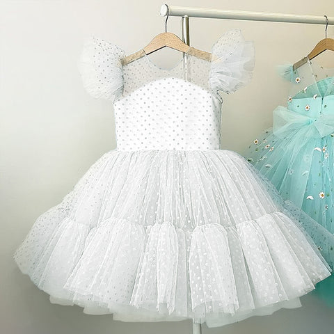 Summer Girl Dress Birthday Party Princess Dress Children  Polka Dots Gown