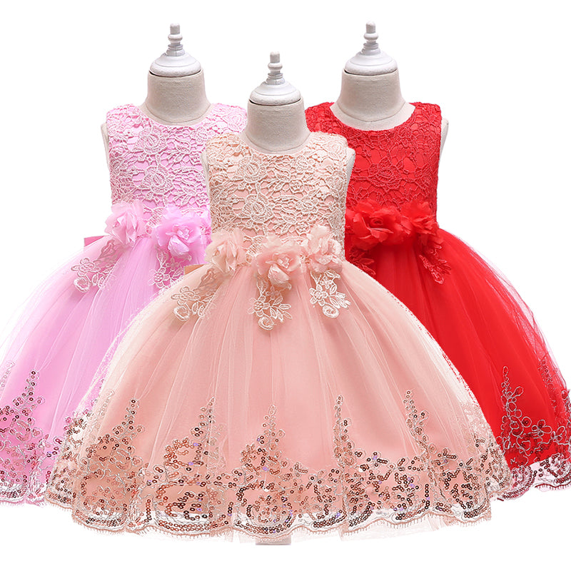 Girl Summer Lace Princess Dress Children Floral Gown Dresses For Girls