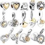 Pandora Bracelet Original Heart-Shaped Fit 925 Sterling Silver Golden