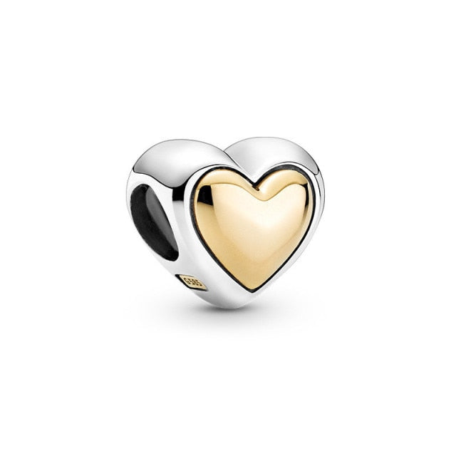 Pandora Bracelet Original Heart-Shaped Fit 925 Sterling Silver Golden