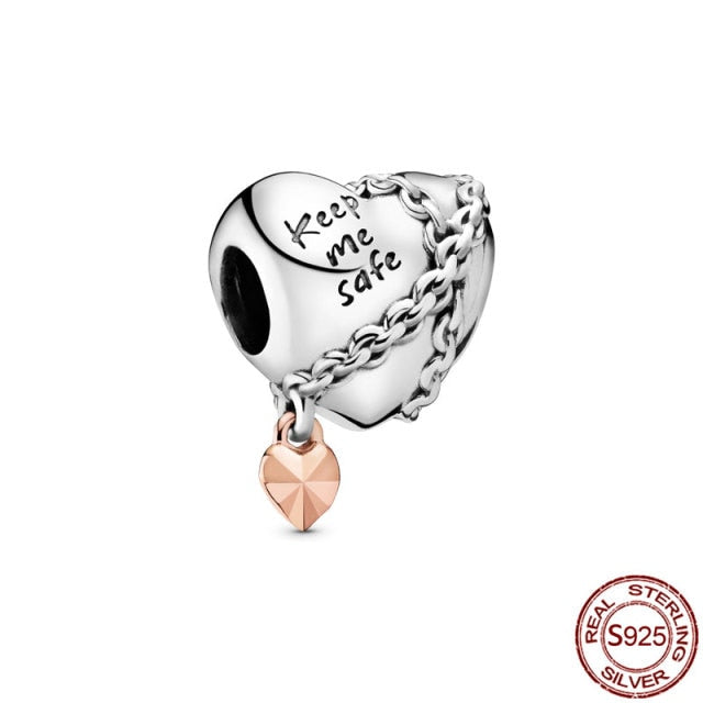 Pandora Bracelet Original Heart-Shaped Fit 925 Sterling Silver Golden