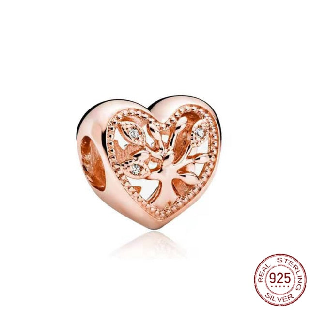 Pandora Bracelet Original Heart-Shaped Fit 925 Sterling Silver Golden