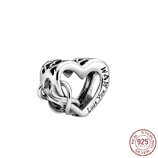 Pandora Bracelet Original Heart-Shaped Fit 925 Sterling Silver Golden