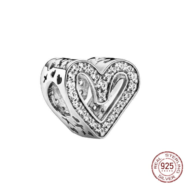 Pandora Bracelet Original Heart-Shaped Fit 925 Sterling Silver Golden